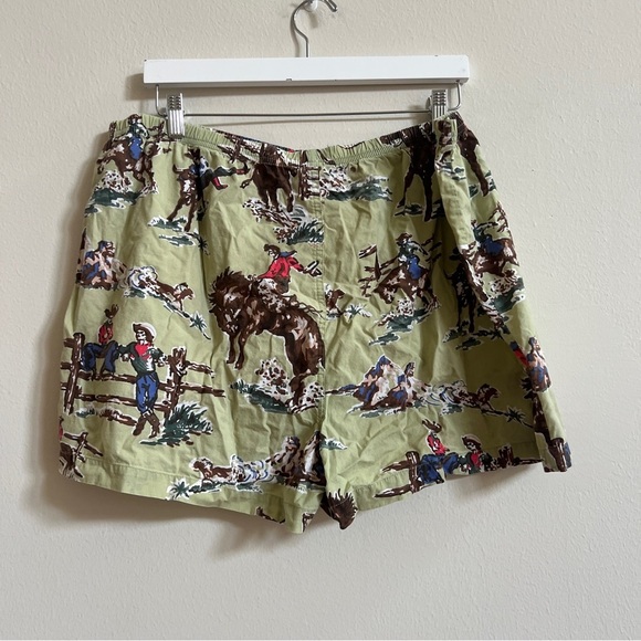 Vintage Nick & Nora Cowboy Pajama Shorts XL Men Green Western Kurt Cobain - Picture 2 of 2